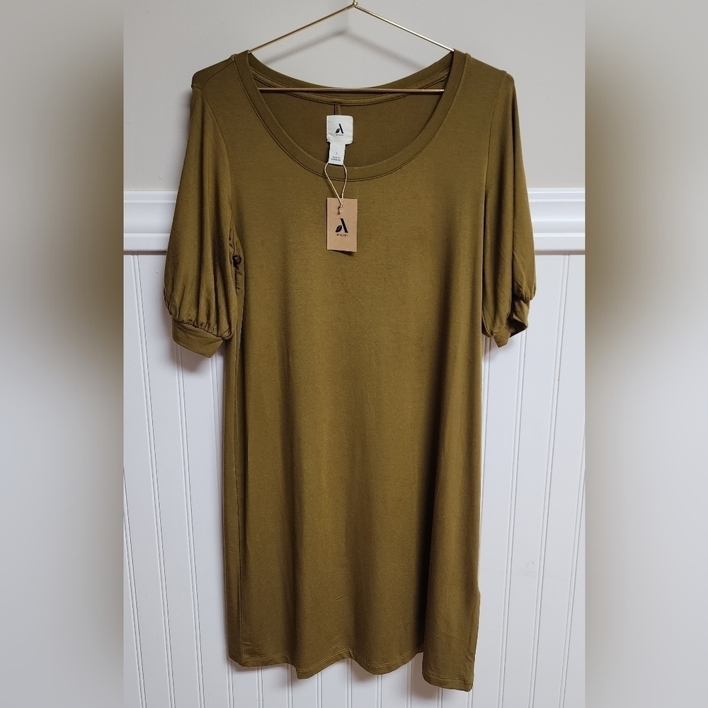Amazon Aware Modal Elbow Length Puff Sleeve T-Shirt Dress Small - New With Tag